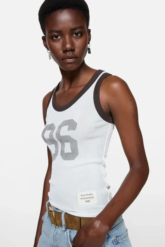 Sheer logo tank top