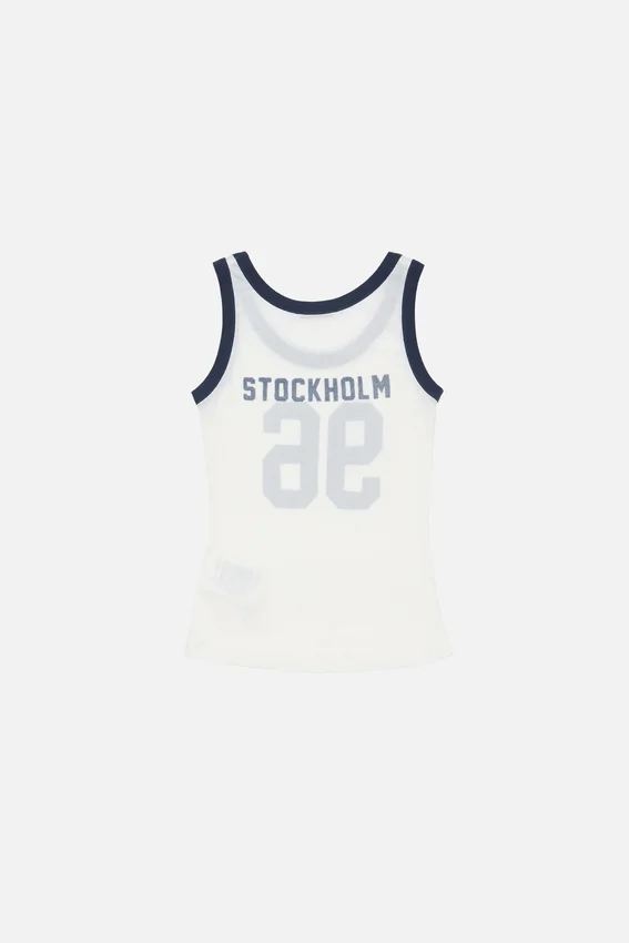 Sheer logo tank top