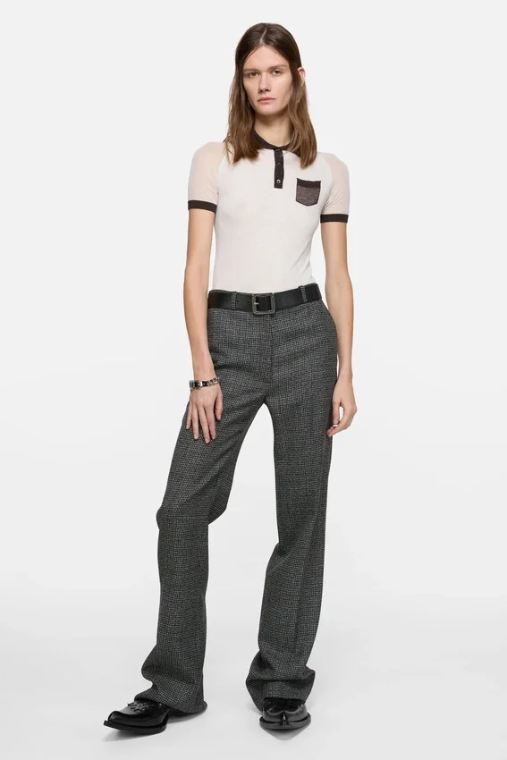 Sheer polo knit