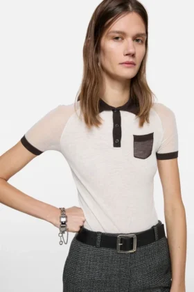 Sheer polo knit