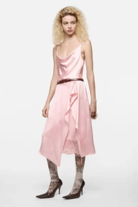Shiny satin slip dress
