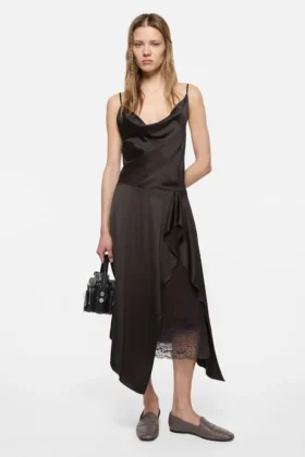 Shiny satin slip dress