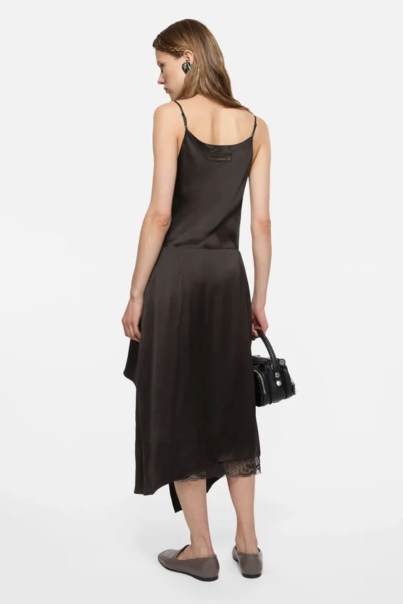 Shiny satin slip dress