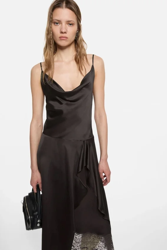Shiny satin slip dress
