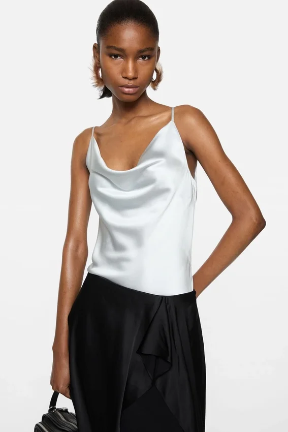 Shiny satin tank top