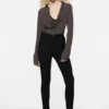 Silk blouse with cowl neck
