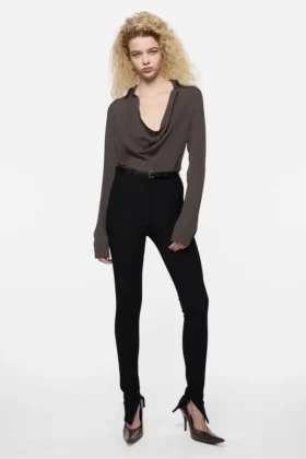 Silk blouse with cowl neck