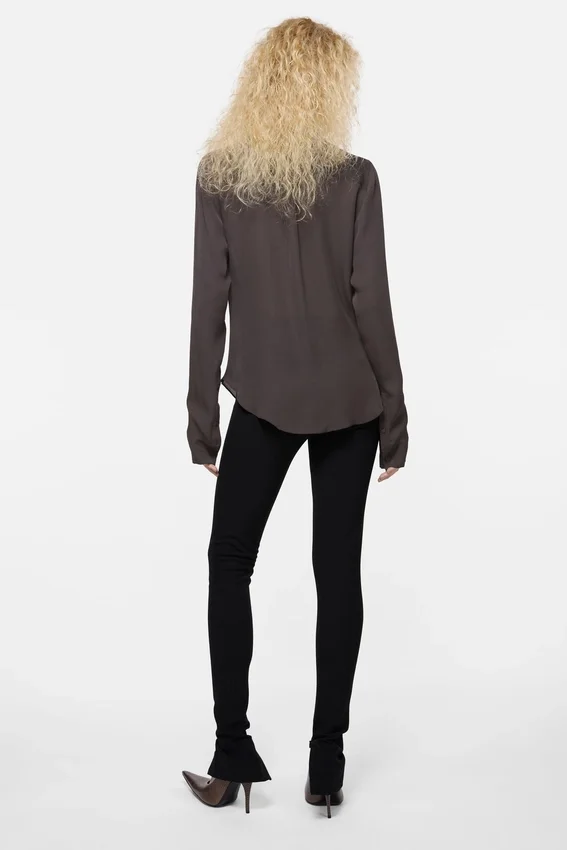 Silk blouse with cowl neck