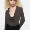 Silk blouse with cowl neck