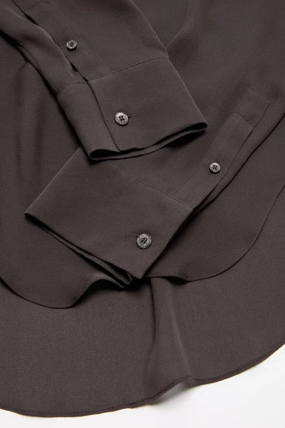 Silk blouse with cowl neck