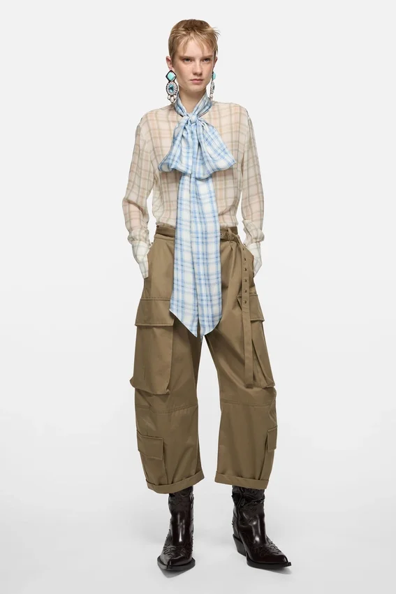 Silk blouse with scarf