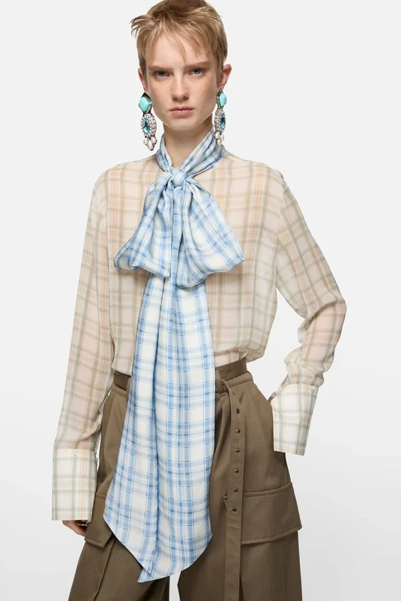 Silk blouse with scarf