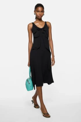 Silk dress with bow