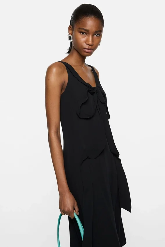 Silk dress with bow