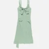 Silk midi dress with bow