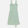 Silk midi dress with bow