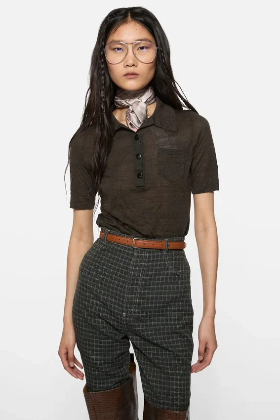Silk polo knit