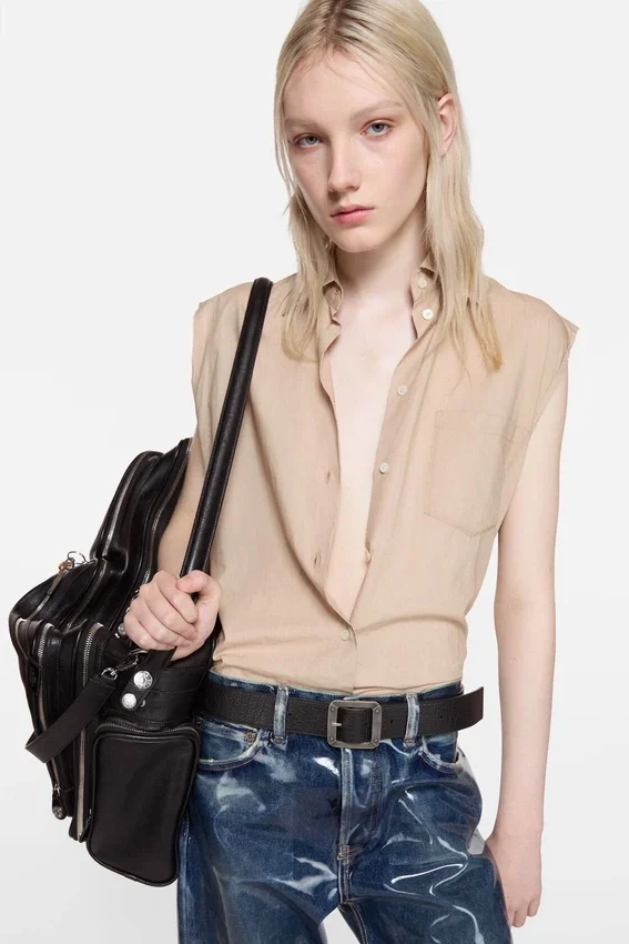 Sleeveless silk blouse