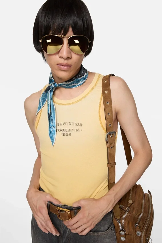 Sprayed logo tank top