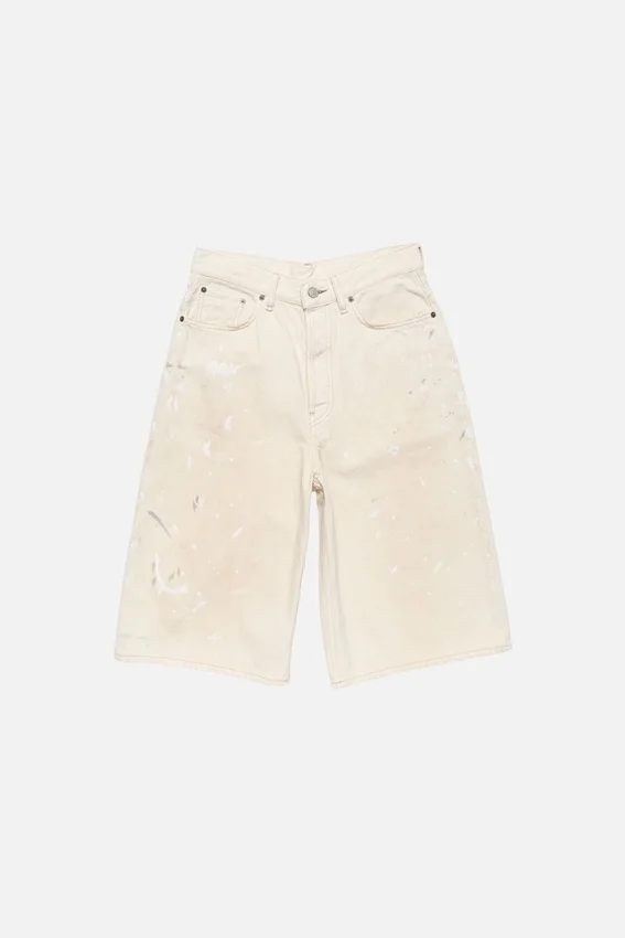 Stained denim shorts