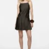 Strap dress with pleated skirt