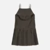 Strap dress with pleated skirt