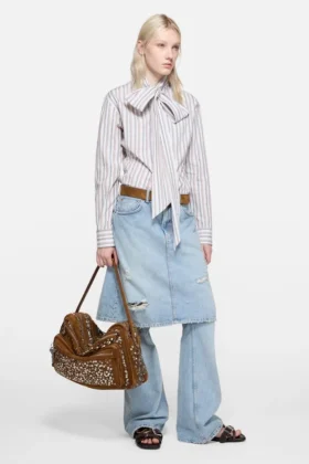 Striped blouse with scarf