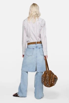 Striped blouse with scarf