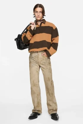 Striped polo sweater
