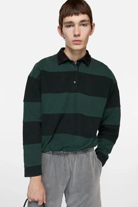 Striped polo sweater
