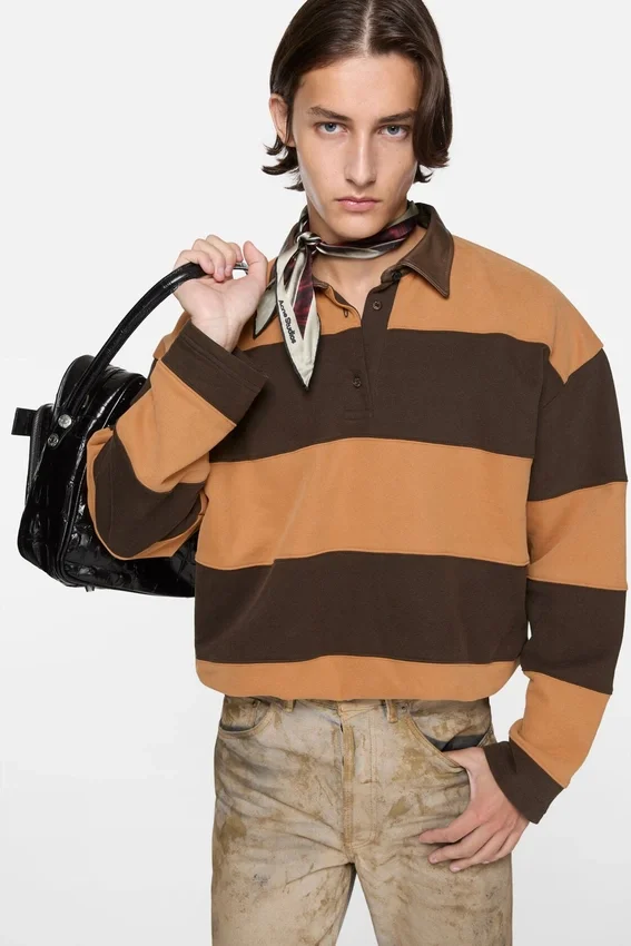 Striped polo sweater