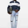 Striped polo sweatshirt