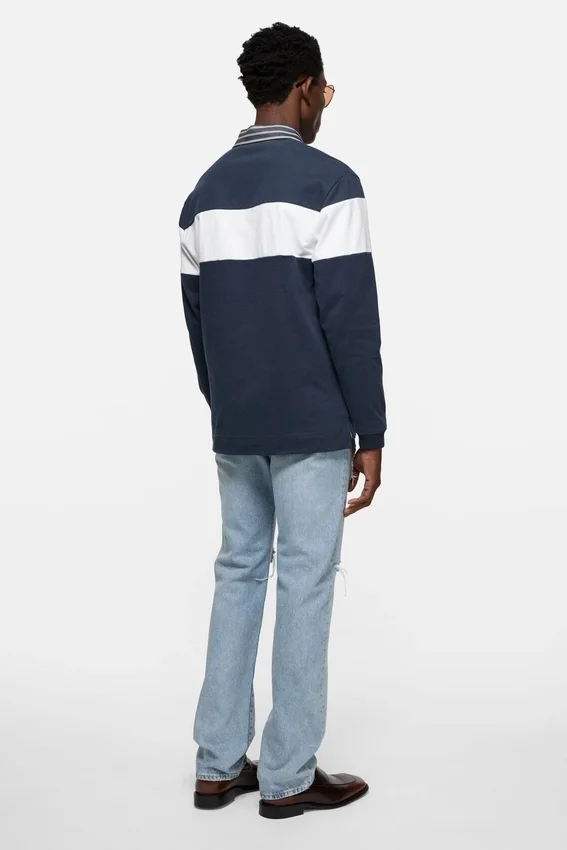 Striped polo sweatshirt