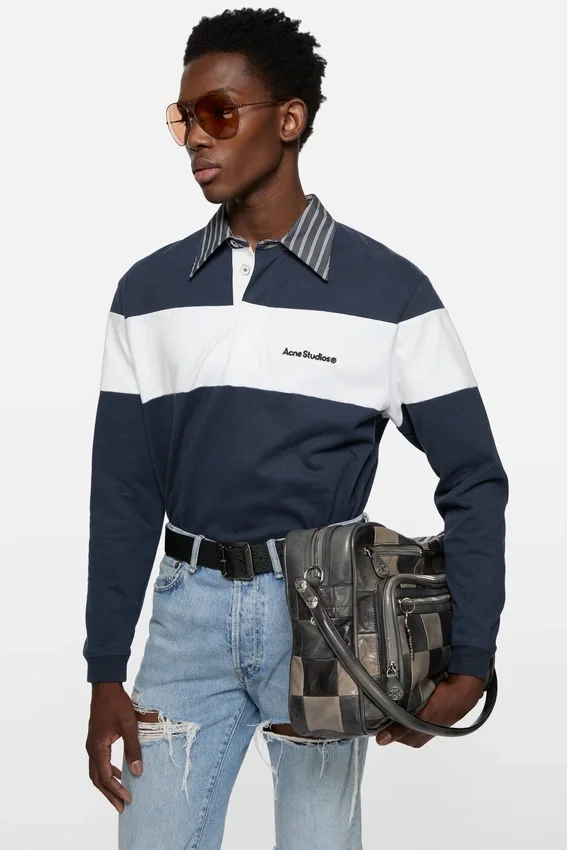 Striped polo sweatshirt