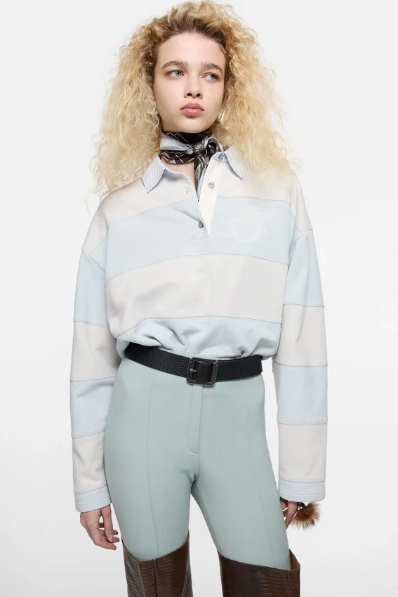 Striped polo sweatshirt