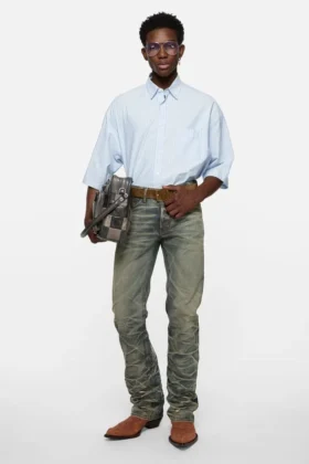 Striped poplin shirt