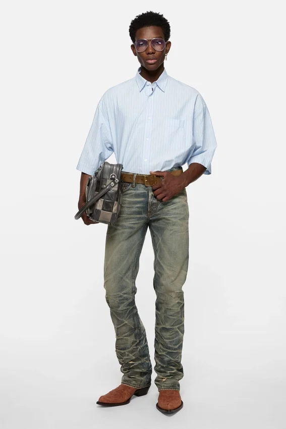 Striped poplin shirt
