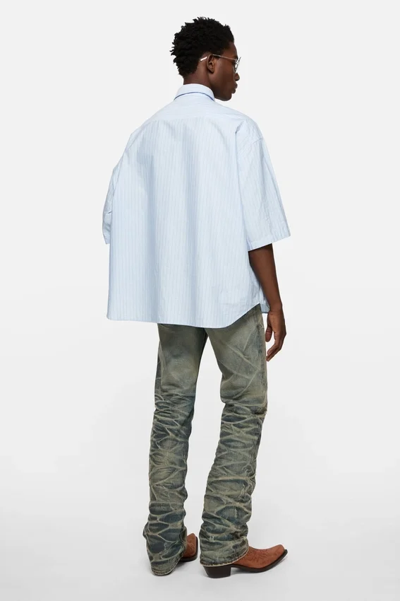 Striped poplin shirt