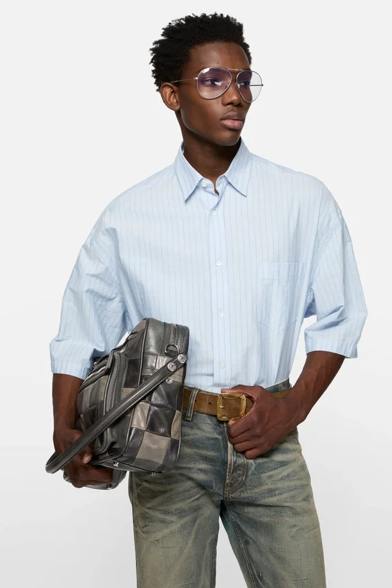 Striped poplin shirt