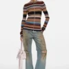 Striped wool cardigan