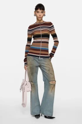Striped wool cardigan
