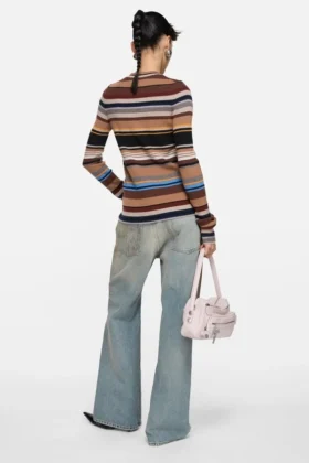Striped wool cardigan
