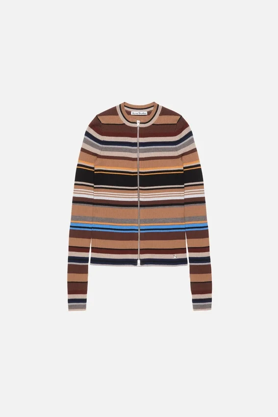 Striped wool cardigan