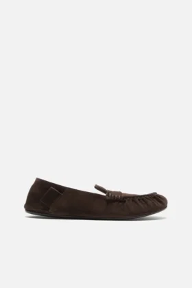 Suede saddle loafers