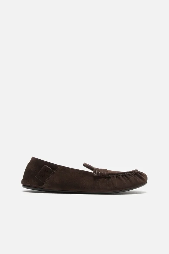 Suede saddle loafers