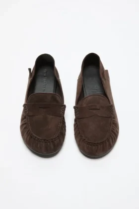 Suede saddle loafers
