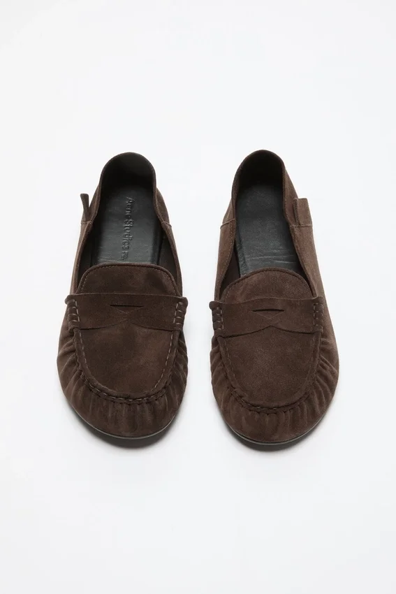 Suede saddle loafers