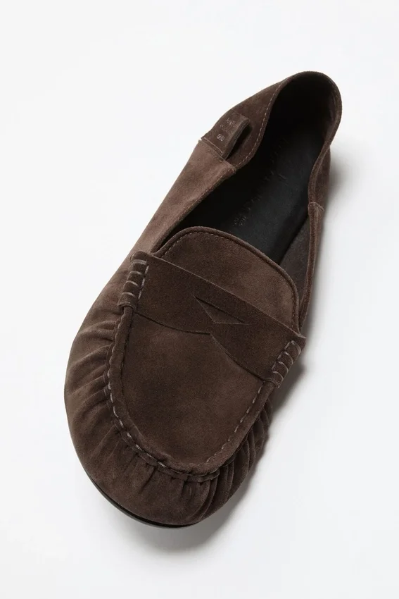 Suede saddle loafers