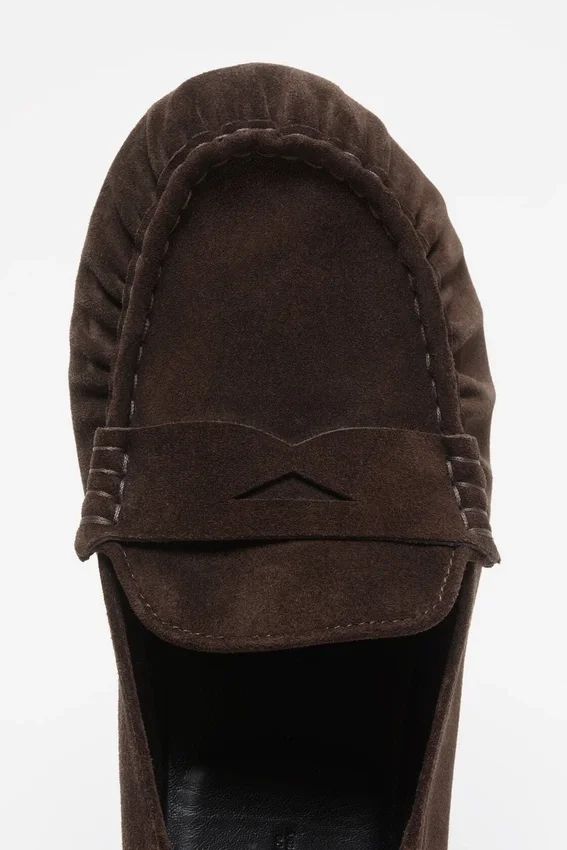 Suede saddle loafers