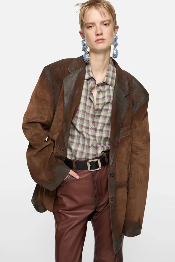Suede suit jacket